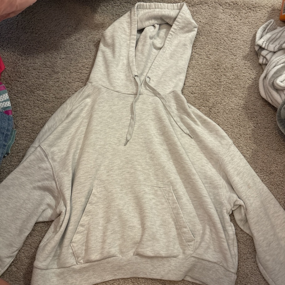 H&M Light Gray Oversized Hoodie Sweatshirt for Women